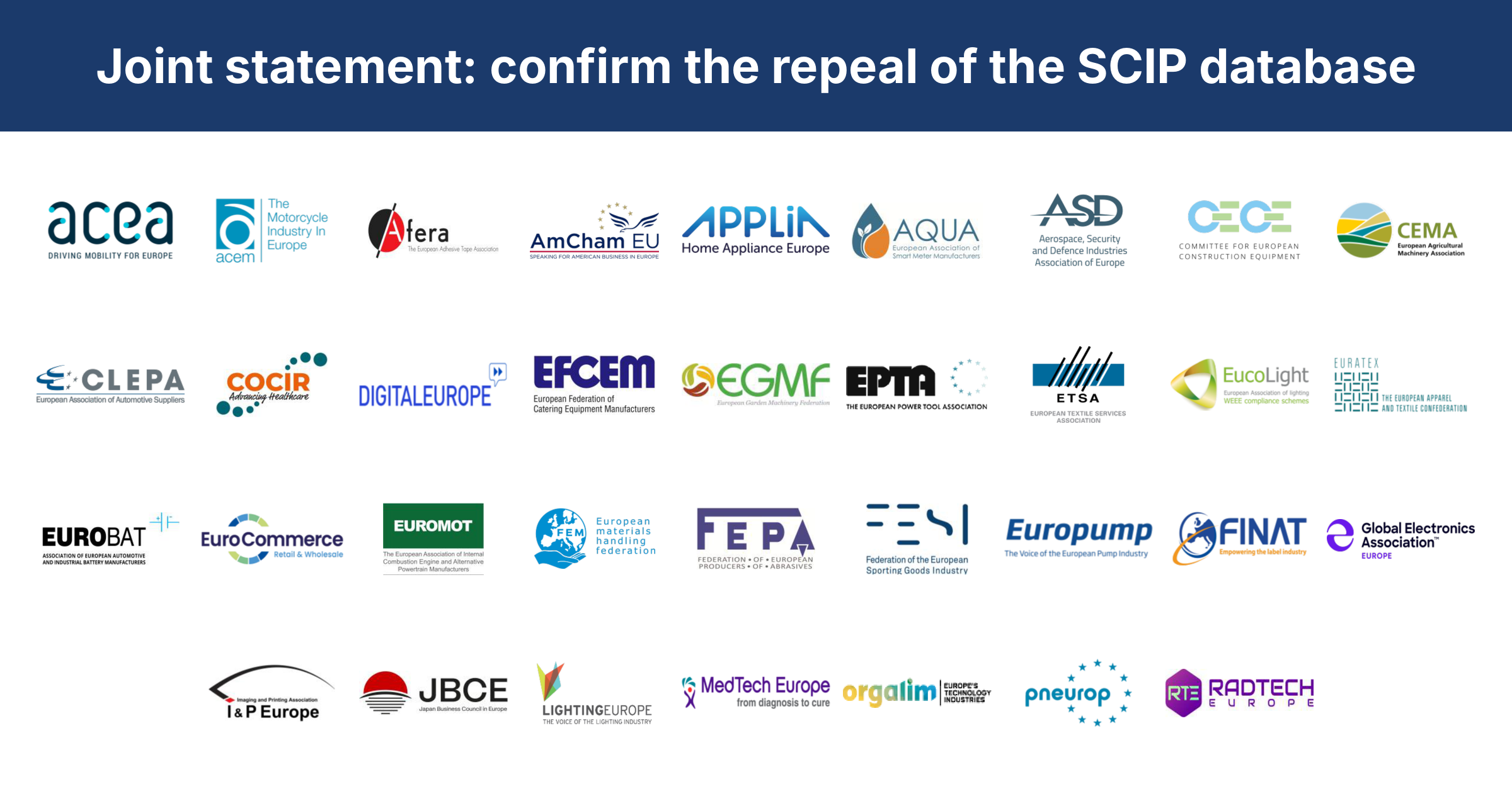 Joint statement for the repeal of the SCIP database – Environmental Omnibus